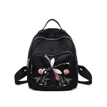 

Oxford cloth 3D dragonfly beaded embroidery backpack large capacity lightweight breathable backpack fashion wearable backpack