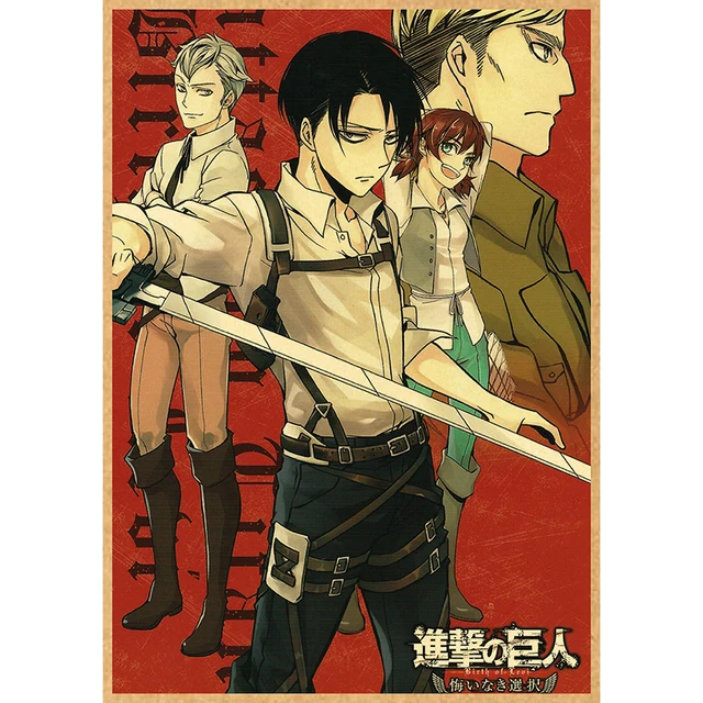 Attack on Titan Anime Poster Decor For Home Posters Room Wall Pictur Kraft Paper Retro And Prints Art Bar Cafe Stickers 15