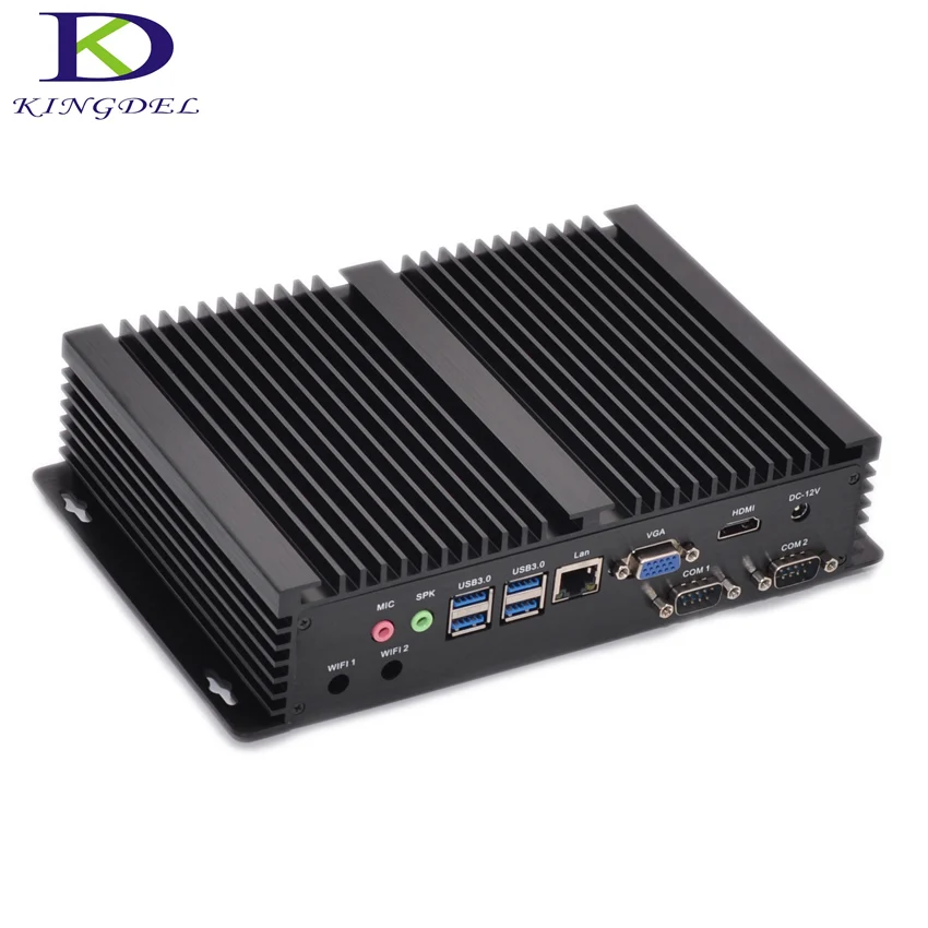 cheapest fanless mini pc intel celeron 1007U 1037U industrial PC with 2RS232 port or 4COM nettop hdmi vga thin client Computer