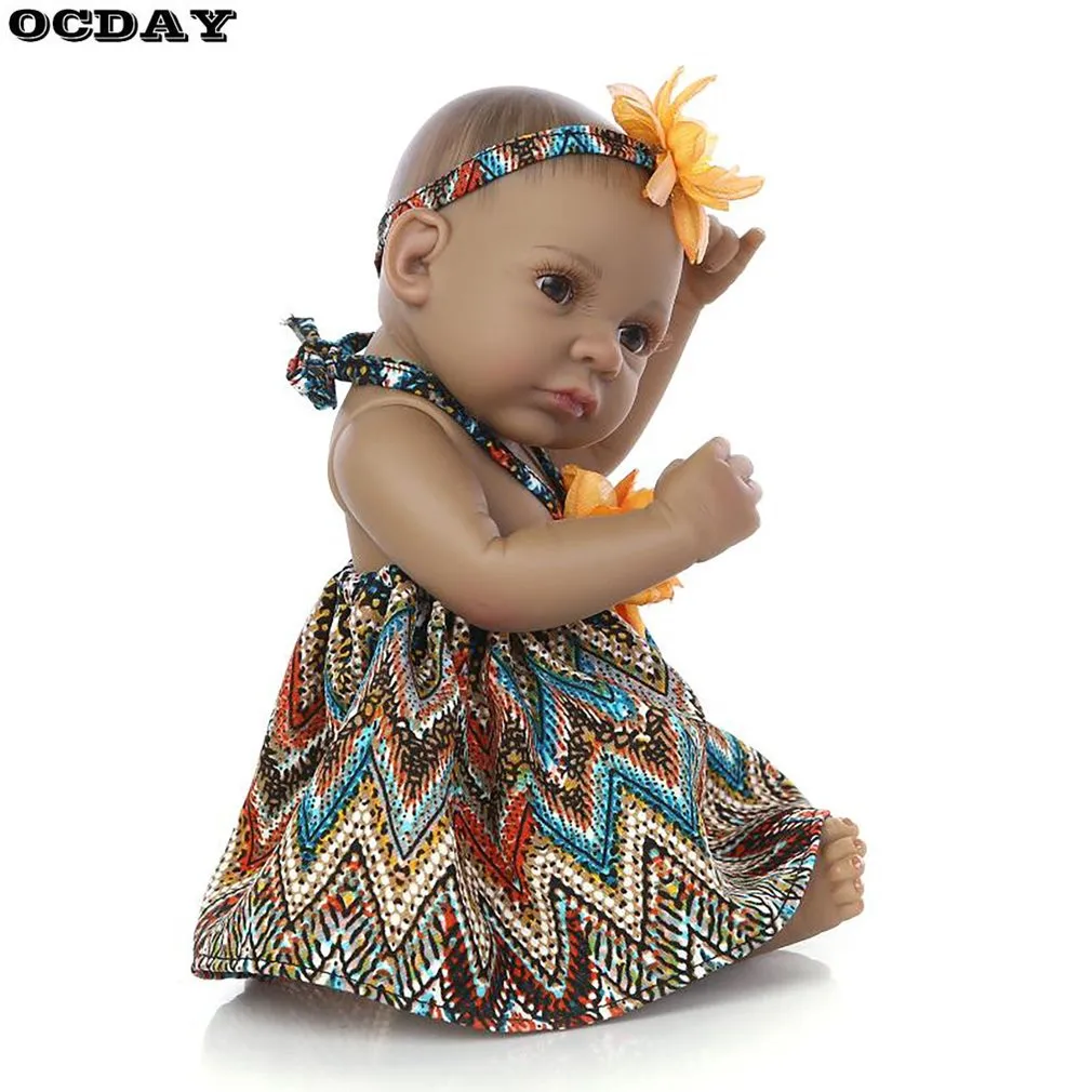 10 дюймов Reborn Baby Doll игрушки черный реалистичный ребенок мальчики девочки Купание кукла полное тело Мягкий силикон лучший подарок на день рождения для детей