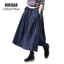 Женская Вельветовая юбка из хлопка на осень и зиму, модная Повседневная Длинная ретро-юбка в винтажном стиле AZ34322122