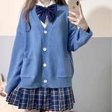 2021 japão escola camisola primavera outono 100% algodão com decote em v camisola de malha jk uniformes cardigan multicolorido estudante meninas cosplay