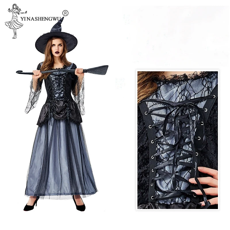 Cosplay Costumes Ghost Fancy Maxi Dress Scary Vampire Witch DressWomen Halloween Victorian Dress Medieval Masquerade Costume