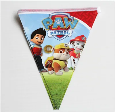 Paw Patrol посуда для вечеринки в честь Дня Рождения Костюм праздничные принадлежности чашки тарелка ложка набор деятельности события украшения партии поставки - Цвет: 12pcs(Pennant)