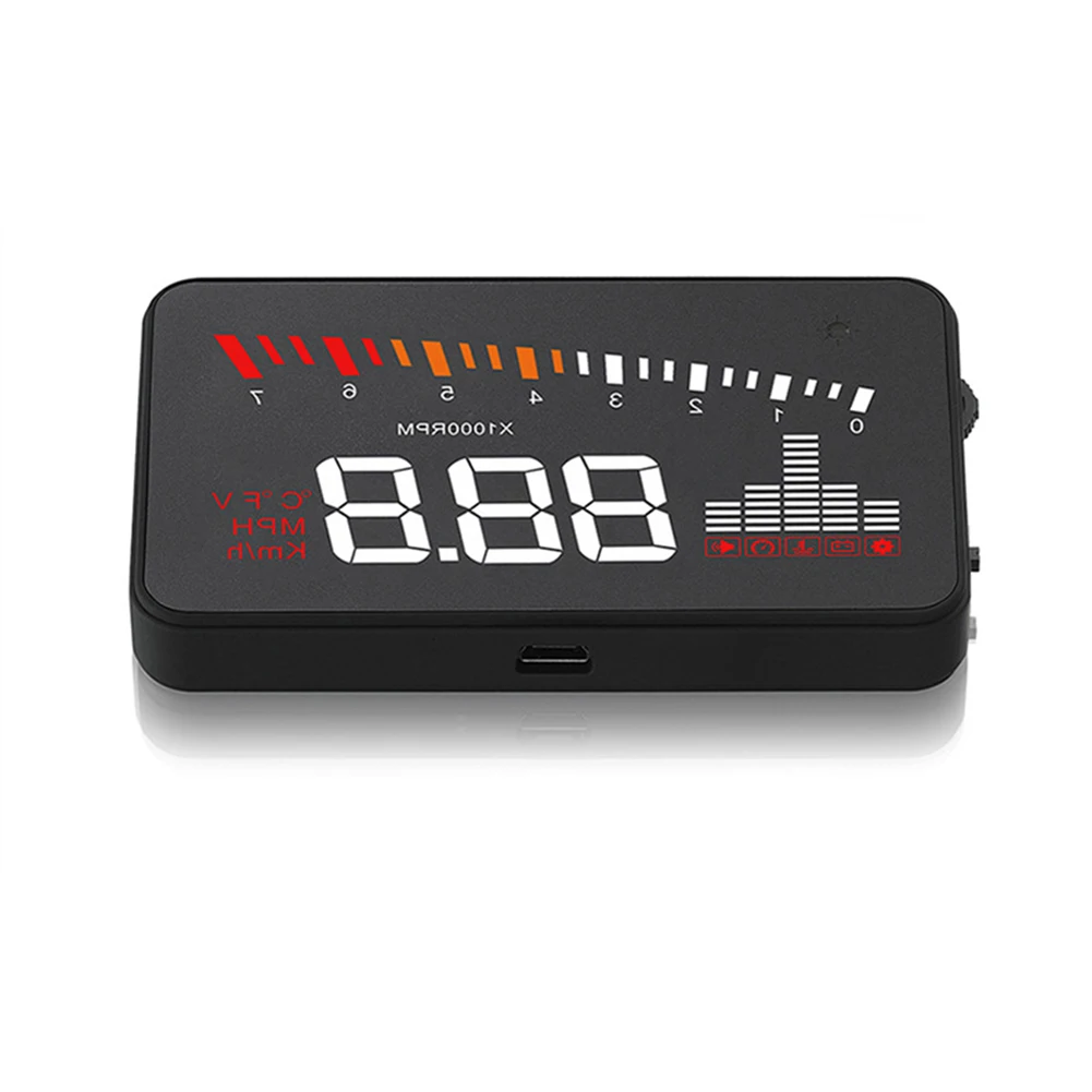 X5 Многофункциональный головой вверх Дисплей 3,5 дюймов Экран OBD II, показывающая превышение скорости Предупреждение ABS универсальный автомобильный Напряжение сигнализации HUD проектор прозрачные