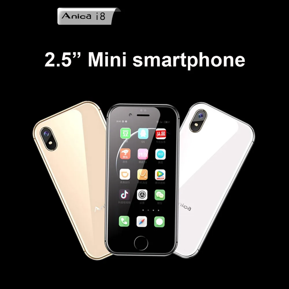 

Anica i8 Smallest mini 4G Data Ultra thin Smartphone Dual SIM Dual Standby Android 6.0 Bluetooth4.0 & 1G+8G Memory Pedometer