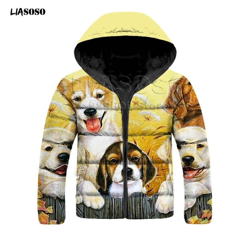 LIASOSO new design winter 3D Print Down jacket men&women animal,cat,dog rock singer Down jacket Hip Hop high quality pullover