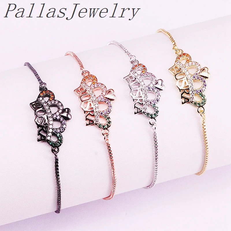 10 шт. мульти Cz микро проложить браслет с короной, кубический цирконий Регулируемая цепь для женщин ювелирные изделия