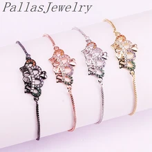 10 шт. мульти Cz микро проложить браслет с короной, кубический цирконий Регулируемая цепь для женщин ювелирные изделия