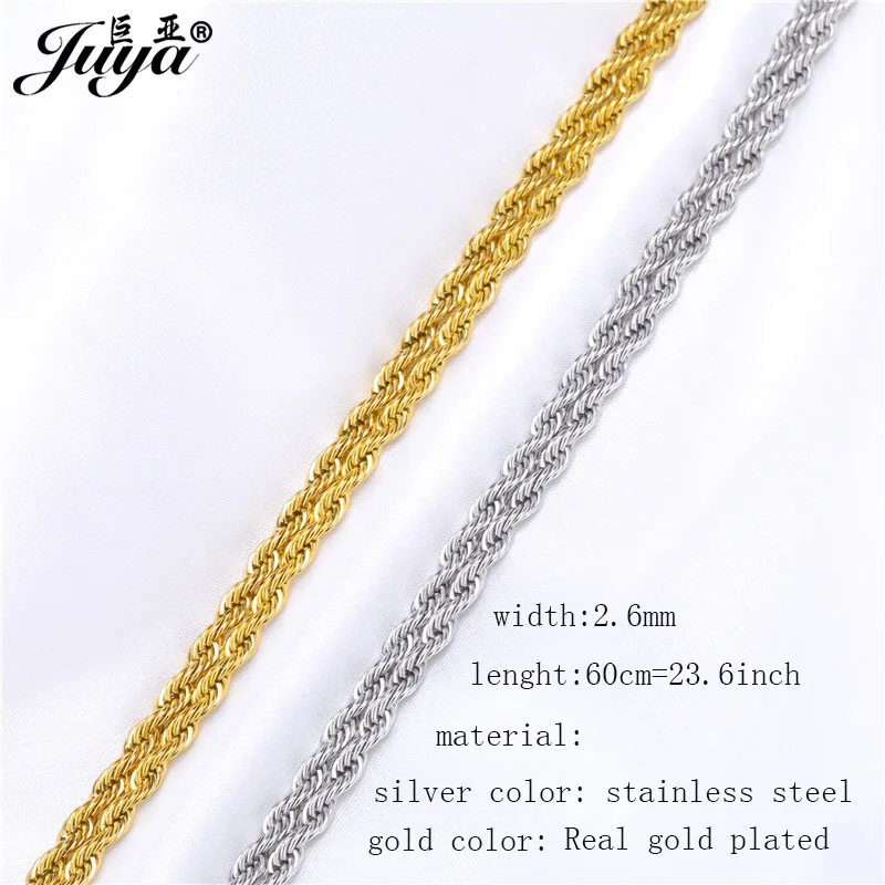 20PCS 23.6'' Stainless Steel Chains Real Gold Plated Lobster Clasp Chains For Hip Hop Necklace DIY Jewelry Findings Accessories