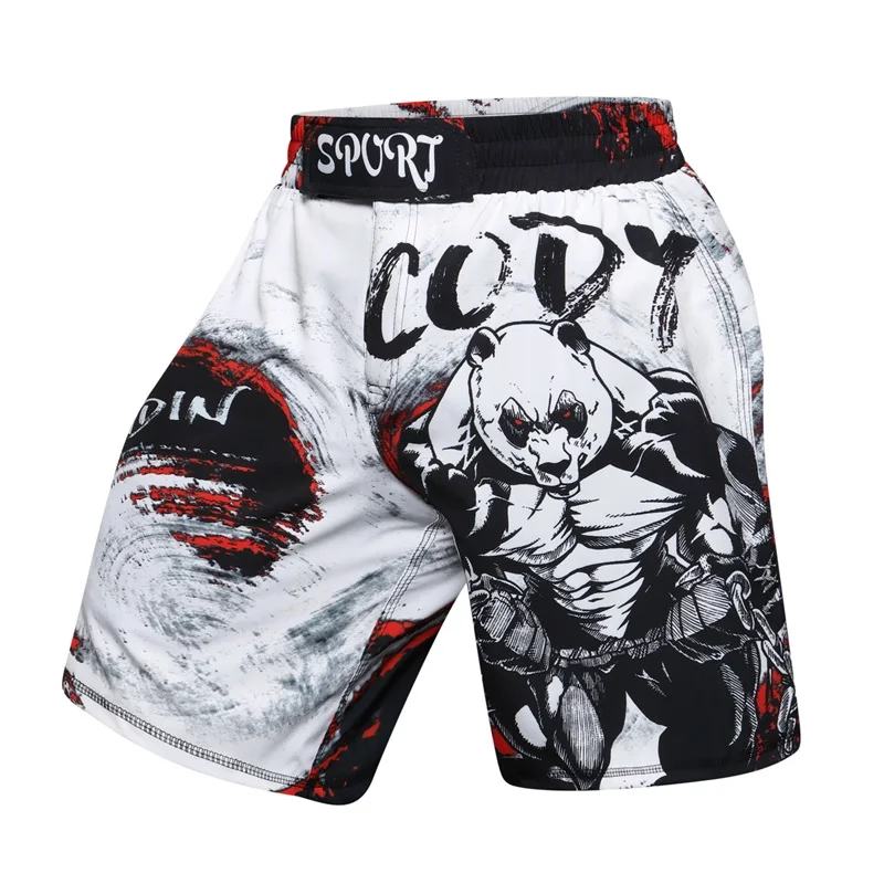 

2019 New UFC BJJ MMA Fit Men's printing MMA Shorts 3D Fight Grappling Short Polyester Kick Gel Muay Thai thai shorts codylundin