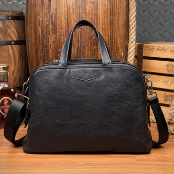 

Full Grain Leather Men Briefcase Laptop Bag Work Business Tote Bag Genuine Leather Men Shoulder Messenger Bag Crossbody Bag