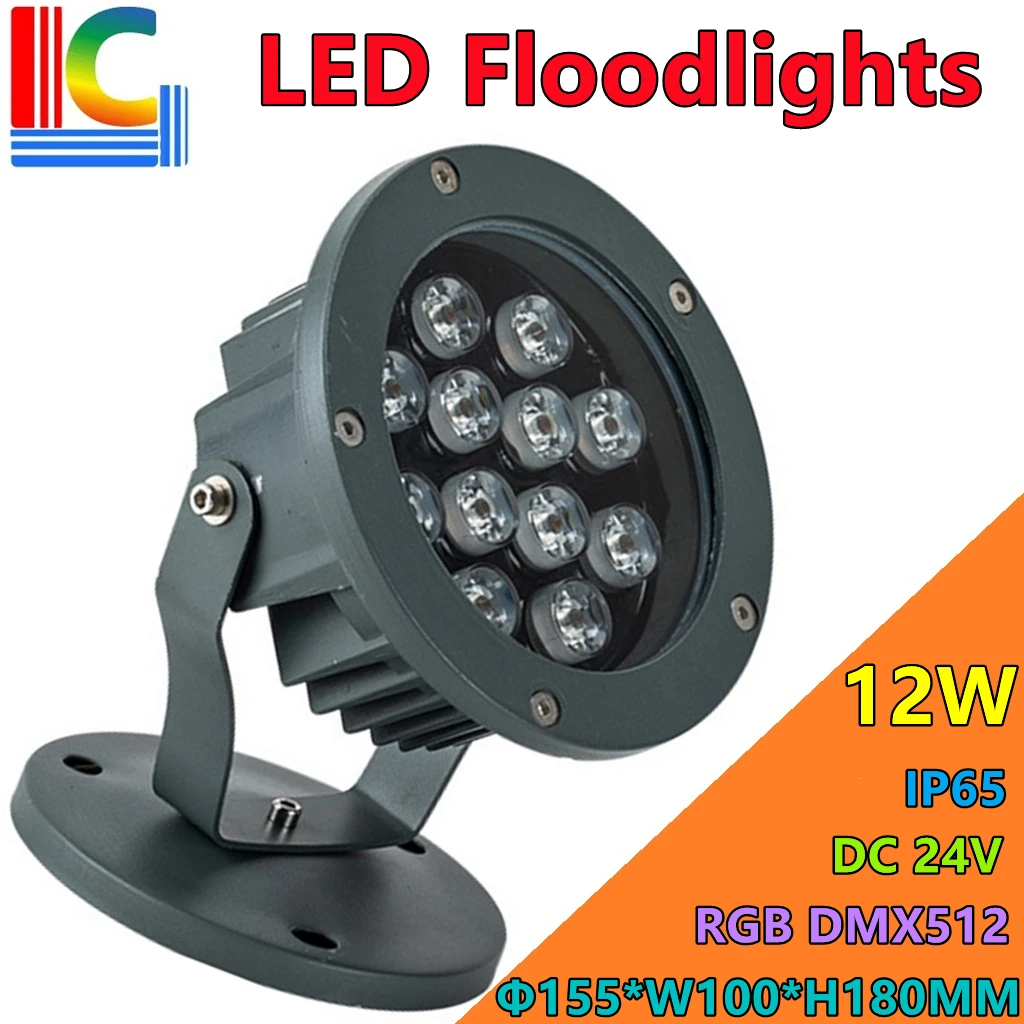 20w led floodlight 12W 36W LED Floodlights IP65 Outdoor Waterproof 12V  24V 85-265V DMX512  RGB multicolor Spotlight  gardening lamps  Park lightin floodlight led