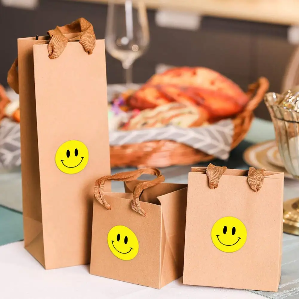 100 Pcs Roll Smiley Face Sticker for Kids Reward Sticker Yellow Dots Labels Happy Smile Face 4