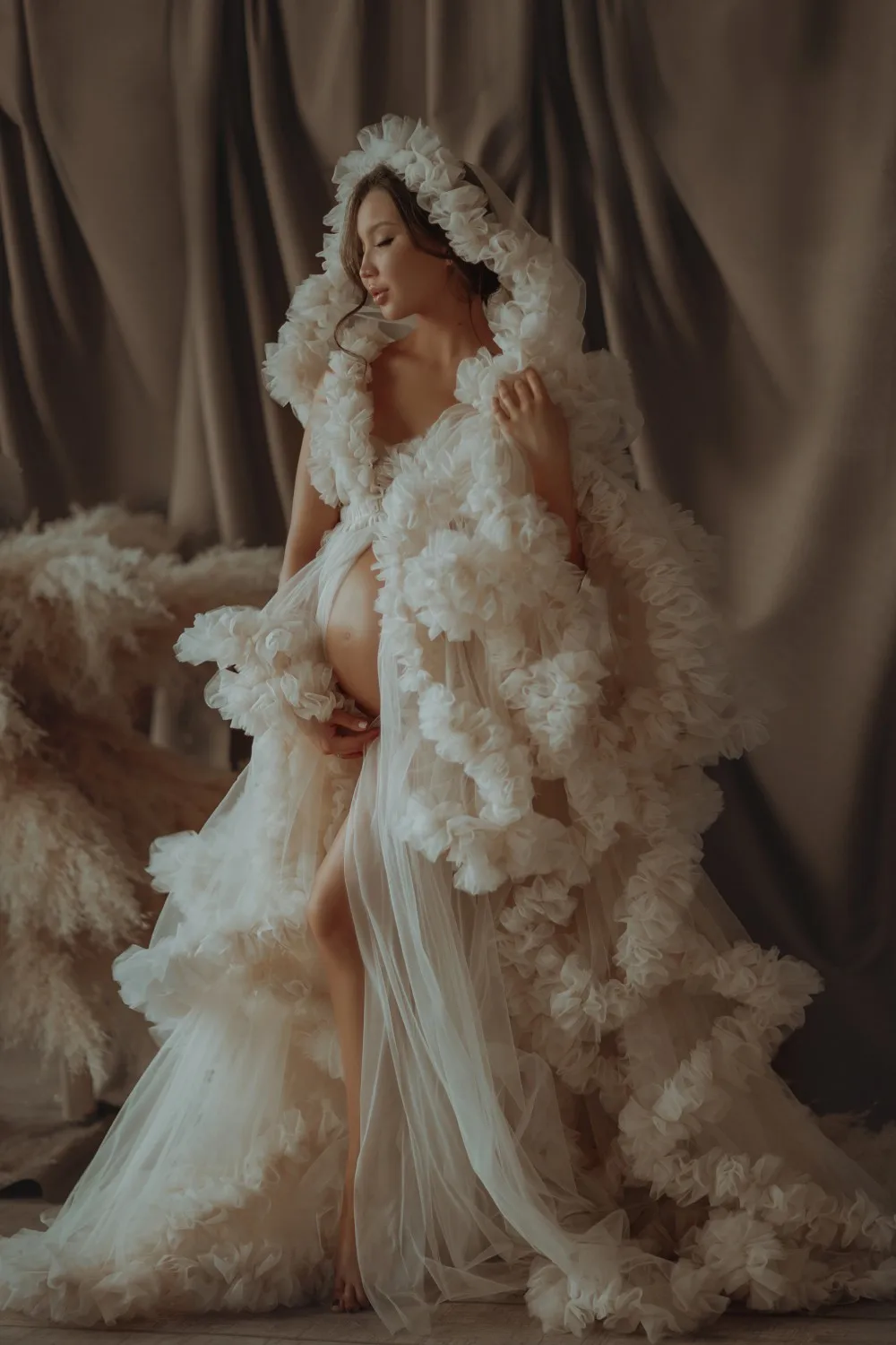 Luxury Bridal Tulle Robes Custom Made Long Sheer