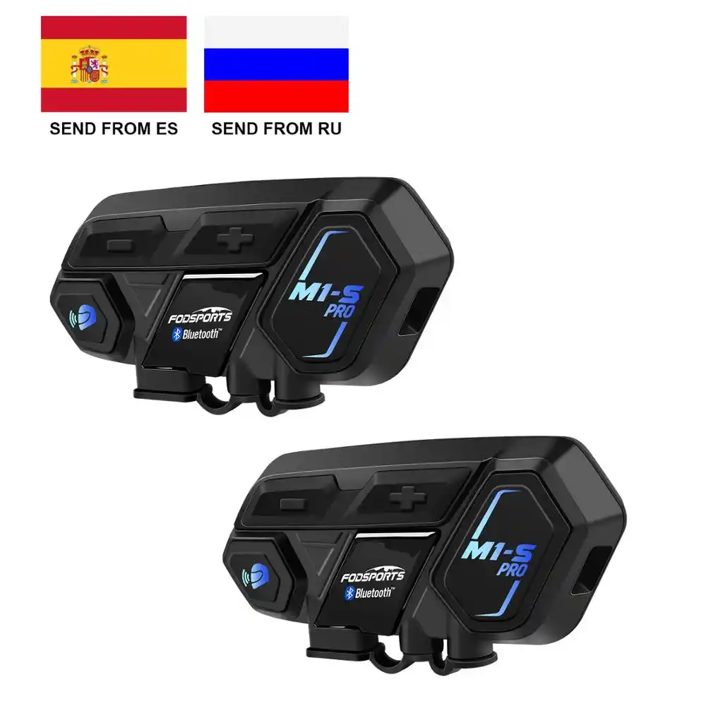 2PCS M1-S Pro Motorcycle Intercom 2KM Bluetooth HiFi Headset Interphone 8 Riders