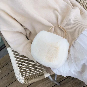 

Faux Fur Small Crossbody Bag For Women 2019 Designer Shoulder Messenger Bag Lady Handbags and Purses Winter Warm Women's Bags