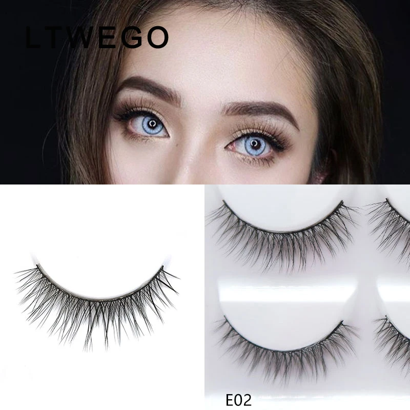 LTWEGO 5 pairs natural long false eyelashes soft fluffy 3d mink lashes handmade faux cils reusable cilios makeup eye lash