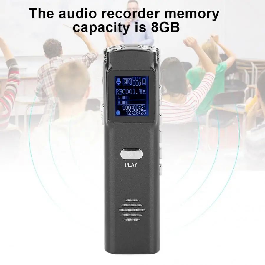 Высокое качество 8 ГБ портативный MP3 аудио рекордер Цифровая запись голоса с наушниками Поддержка usb зарядка