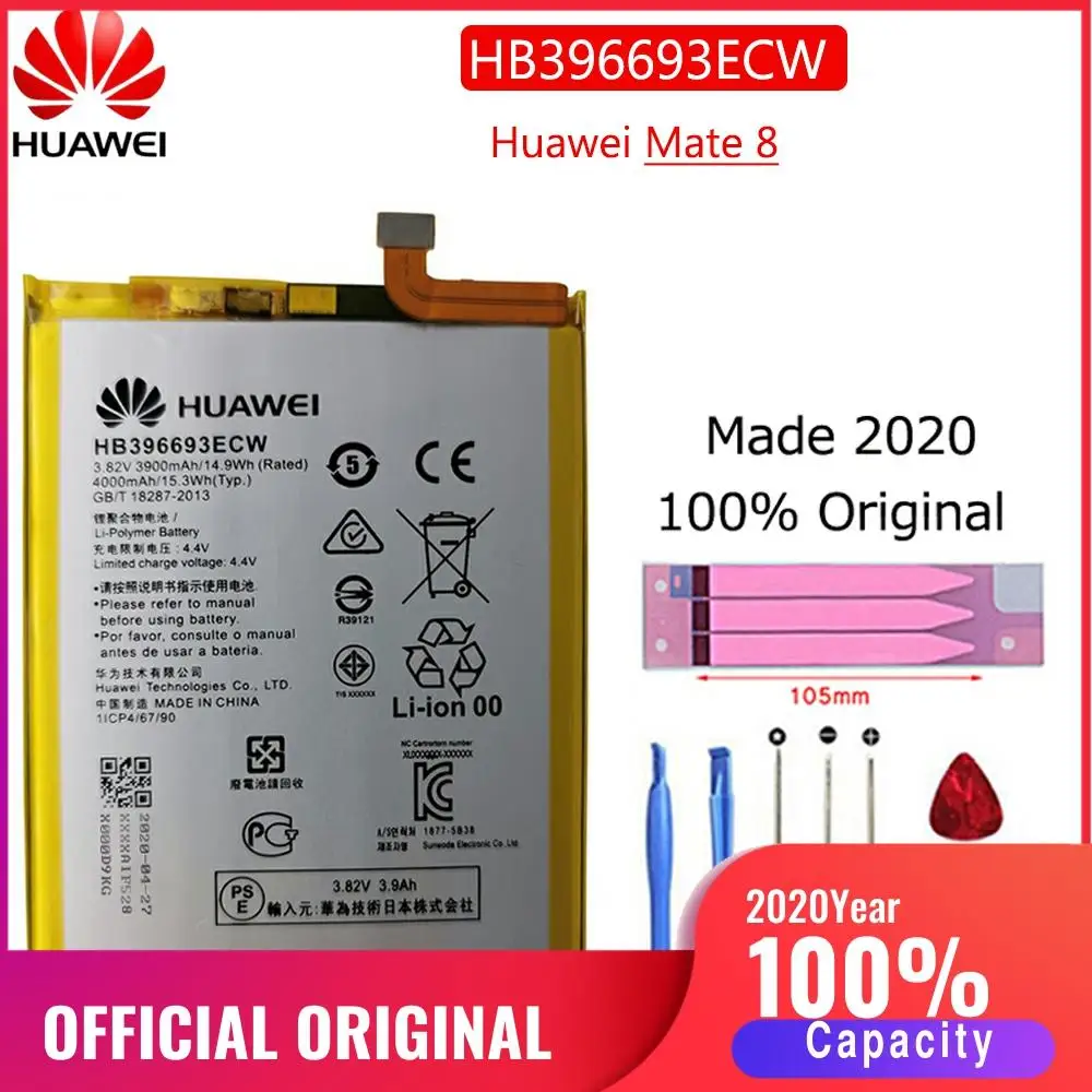 HB396693ECW 100% новый оригинальный аккумулятор для Huawei Mate 8 зеркальная фотобатарея 3900