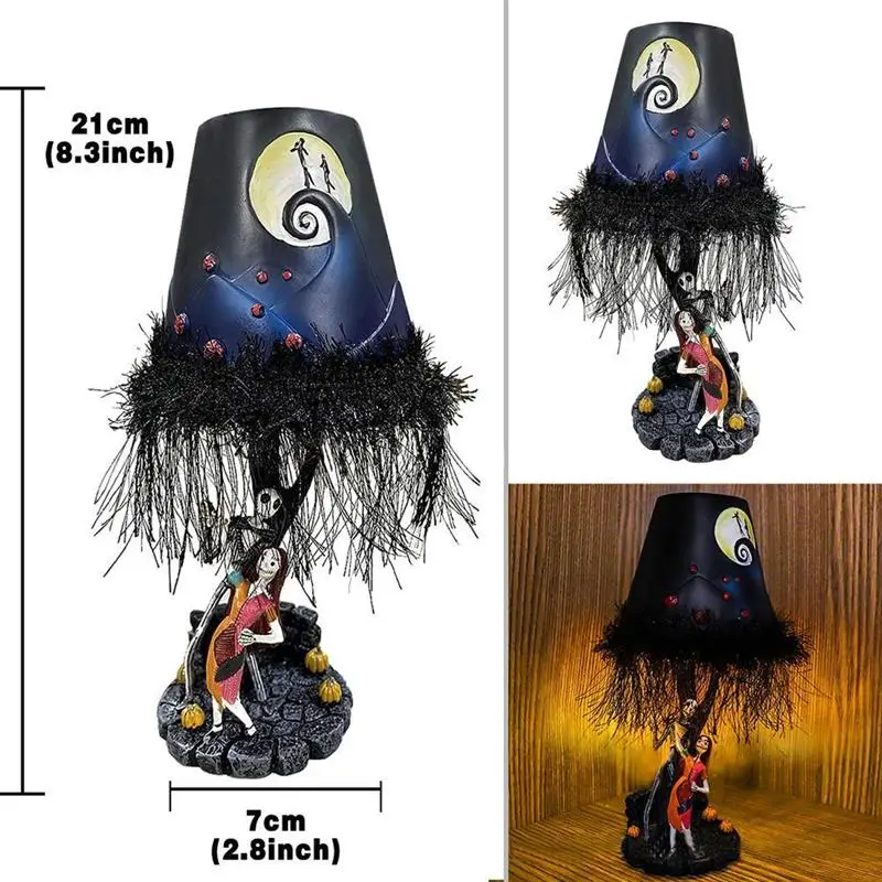 Halloween Table Lamp Desktop Decoration Light Up LED Moonlight Table Lamp Figure Tassel Resin