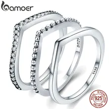 BAMOER, 925 пробы, серебряные капли воды, прозрачные CZ кольца на палец для женщин, свадебные, обручальные ювелирные изделия, подарок подруге PA7649