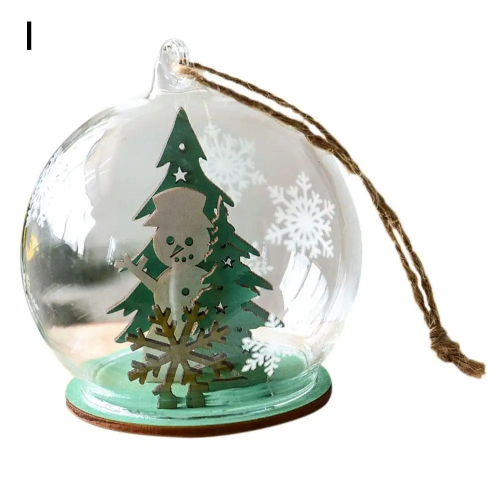 Рождественский шар, украшение, прозрачная стеклянная безделушка, Рождественское украшение, кулон, сделай сам, вечерние шарики с памятью, стекло, Рождественское украшение подвеска - Цвет: I