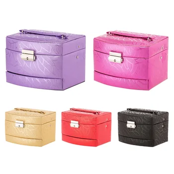 

Jewelry Storage Box 3 Layers Necklace Glass Grain Semi-automatic Storage Container DNJ998