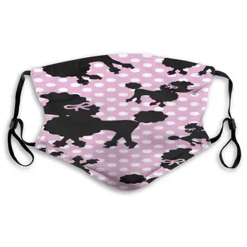 

Pink Poodle Face Masks With Replaceable Filter Mouth Mask Muffle Mask Breathable And Comfortable Mouth Cover Mask For Women Men