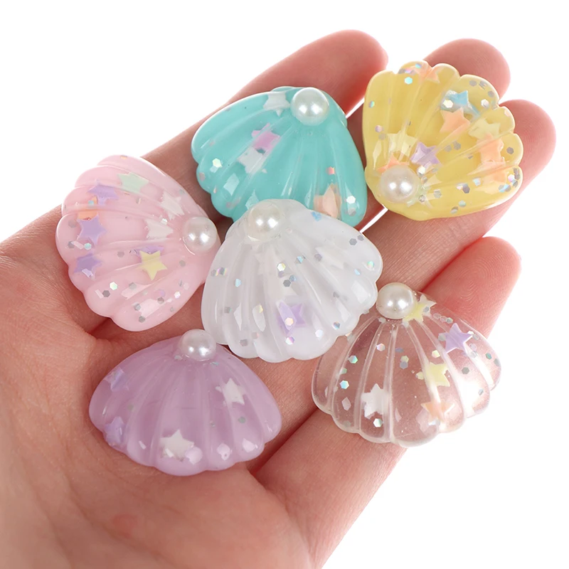 10 шт./лот 25*28 мм DIY блестящая смола ABS жемчуг Seashell плоская спина, Кабошон DIY телефон/Ремесло Скрапбукинг украшения
