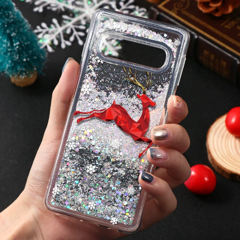 Блестящий песок чехол для samsung Galaxy Note 8 9 A50 S10 S9 S8 плюс A7 A9 A6 плюс A5 A7 Рождество год чехол в подарок