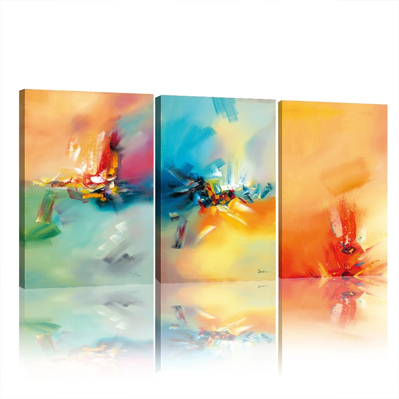 

Frame Colorful Abstract Wall Art Yellow Pink Blue Dream Sheet Oil Painting Canvas Wall Pictures for Room Watercolors Decor