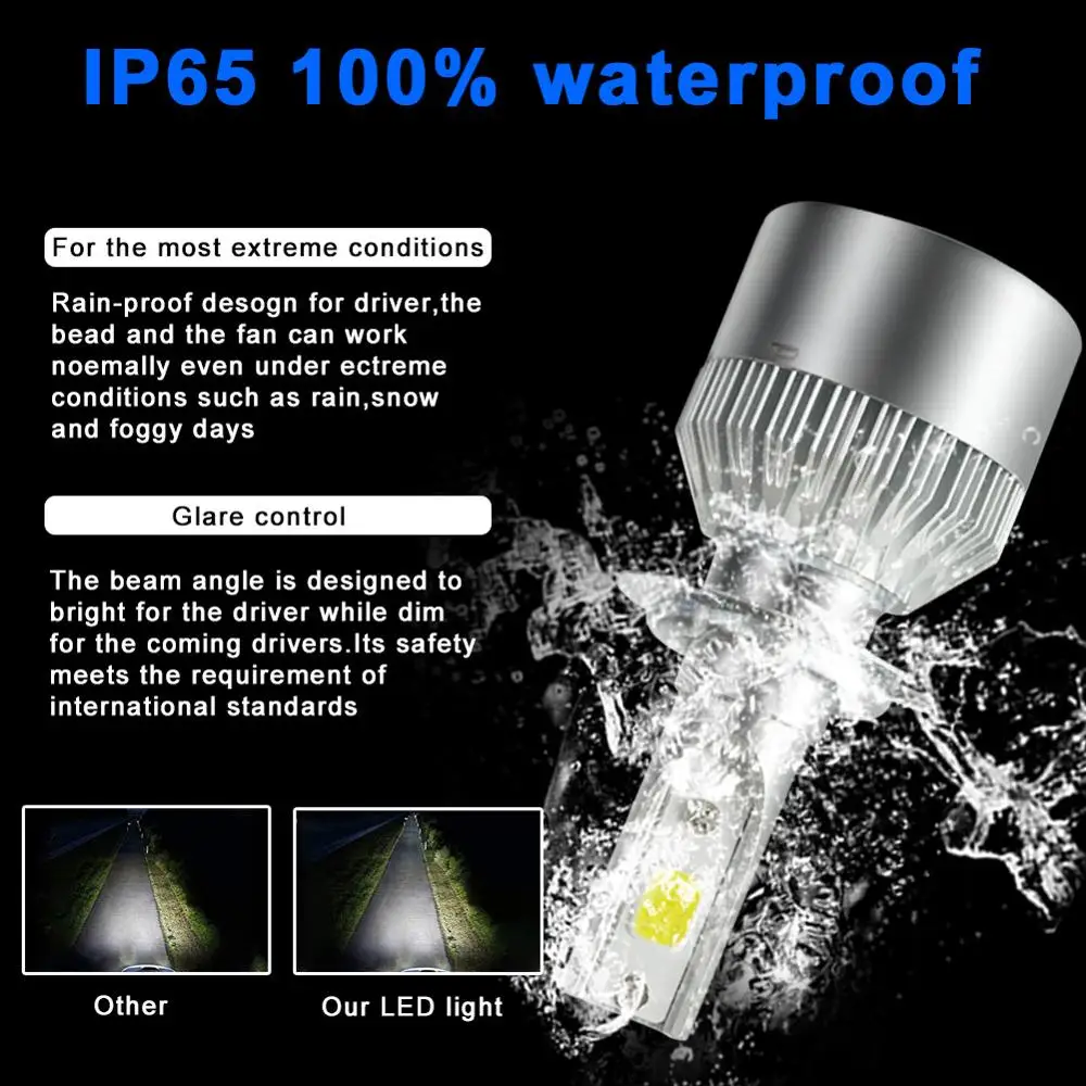 H4 LED C6 H11 H1 H7 9005 9006 H3 H8 H9 H13 9007 автомобильные лампы для фар машины 72W 7800LM 6000K Led