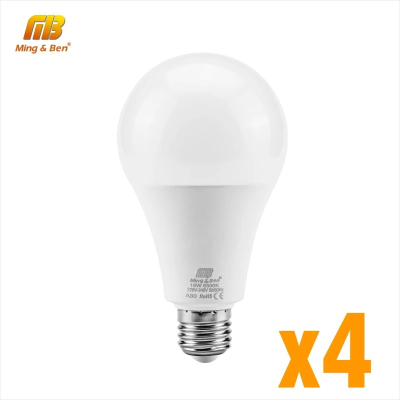 

4pcs E27 LED Lamp LED Bulb 220V 18W 15W 12W 9W LED Light Bulb Smart IC Lampada For Living Room Bedroom Corridor Lamp Day White