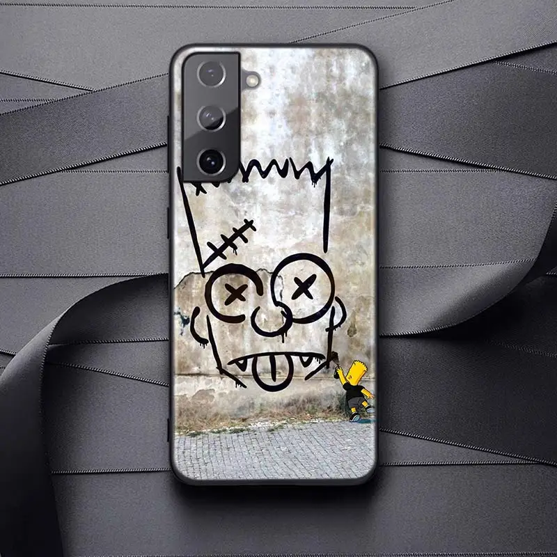 The Simpsons Soft Black Cover For Samsung Galaxy S22 S21 S20 FE Ultra S10 S10e Lite S9 Plus Pro Phone Case kawaii phone cases samsung Cases For Samsung