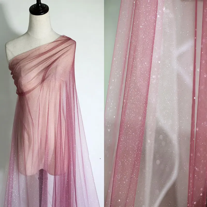 GLace 1Y/Лот, винно-красный цвет, градиентная звезда, серебро, посыпать, сетчатая ткань для платья, аксессуары, свадебное украшение, TX1325