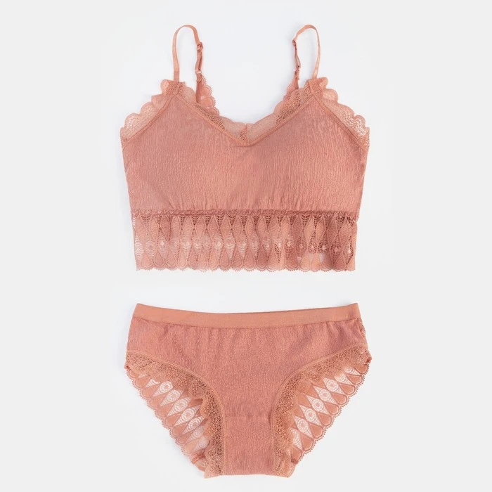 Комплект женский (топ трусы) 111 цвет кирпичный р-р 42-44 7413098 | Женская одежда