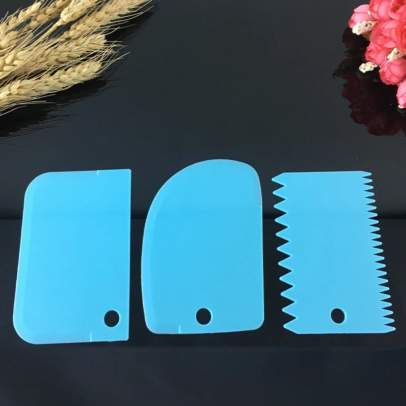 3pcs /set Baking Tools Food Grade Plastic Pastry Cutters Cake Scraper