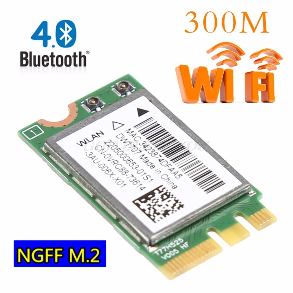 300 м Беспроводная Bluetooth V4.0 Двухдиапазонная 2,4+ 5 ГГц 867 м Bluetooth V4 WiFi WLAN карта для Dell DW1707 VRC88 Qualcomm Atheros QCNFA335