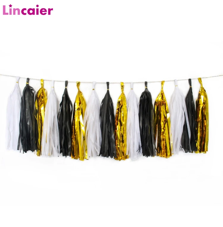 Foil Tissue Paper Tassel Garland Merry Christmas Decorations For Home Table Happy New Year Party Supplies