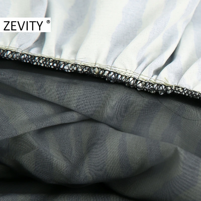 ZEVITY New Women animal pattern print pleated asymmetrical skirt faldas mujer female back zipper chic hem ruffles skirts QUN693