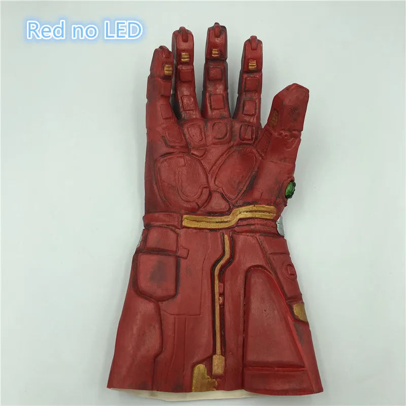 1: 1 светодиодный светильник Thanos Gauntlet Военные перчатки косплей Хэллоуин костюм реквизит Endgame 4 Quantum - Цвет: Red no led