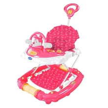 Многофункциональный Анти-опрокидывающийся ходунки может Регулируемый Детский автомобиль-ходунки шесть колес младенческой толкатель тележка с музыкой 0-24 месяцев