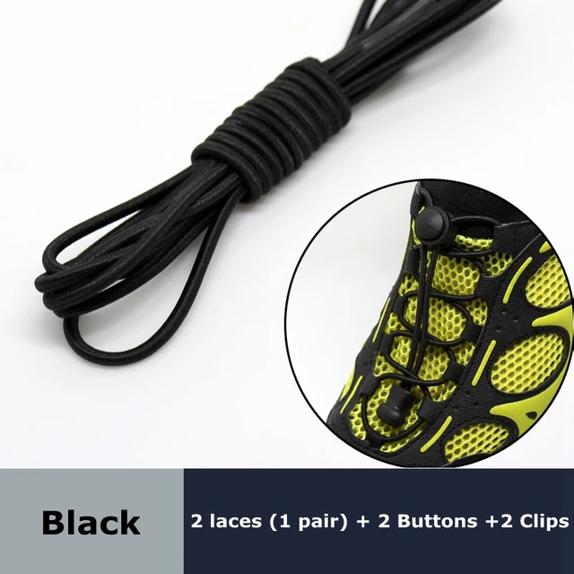 Round Elastic Shoelaces Suitable For Various Shoe Accessories No Tie Shoelace Fixed Stretching Locking Lazy laces 1 Pair black