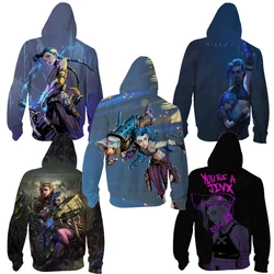 Game Arcane KDA Girl Group Jinx Cosplay Costumes New Anime 3D Printing Zipper Hoodie Men And Women Casual Sportswear Coat