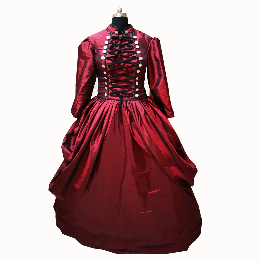 

New red Vintage costumes 18th Duchess Retro medieval Renaissance Reenactment Theatre Civil war Victorian dress D-352