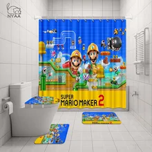 NYAA 4 шт. Супер Марио занавески для душа пьедестал ковер крышка туалет коврик для ванной набор для декора ванной комнаты