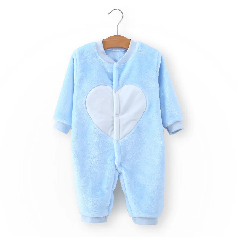 Детская фланелевая одежда с длинными рукавами Lin Tai, пижамы для новорожденных, одежда для детей 0-1, платье для прогулок для мальчиков и девочек - Цвет: 1916peachheartblue
