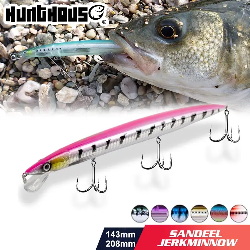 

Hunthouse fishing minnow lure sandeel jerkminnow long casting minnow floating pesca 143mm/14g 173mm/23g 208mm/33g for fishing