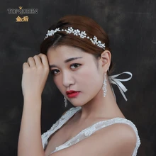 TOPQUEEN HP152 Свадебный лист Тиара для волос китайские свадебные аксессуары для волос Стразы свадебное украшение на голову для невесты лента сплав тиара